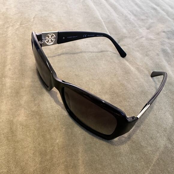 Tory Burch TY9028 Black Sunglasses with Grey Lenses Silver TB Logo